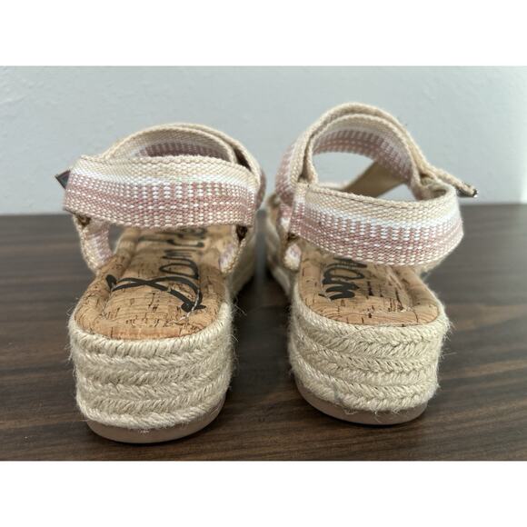 Sam Edelman Artica Platform Wedge Espadrilles Sandals Sz 10 Pink Beige Vacation - Picture 4 of 9
